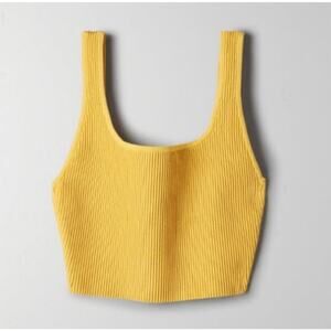 Aritzia Babaton Sculpt Knit Squareneck Cropped Tank Mustard Yellow